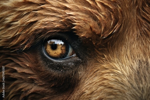 Profound Closeup bear eyes animal. Zoo predator. Generate Ai