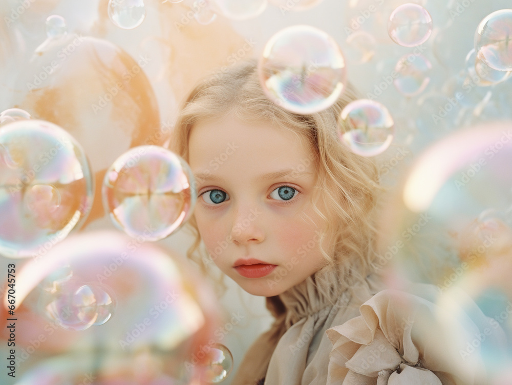 Beautiful cute kid surrounded by soap bubbles. Beautiful cute kid surrounded by soap bubbles.