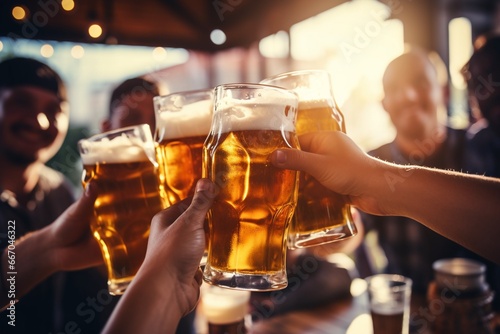 Cheers with Friends: Group Enjoying Beer Together