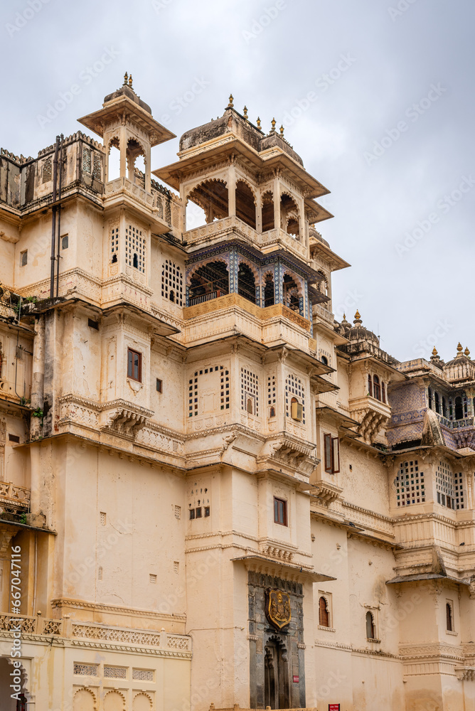 Exteriors and Interior views of a Rajput Palace in Udaipur Rajasthan India