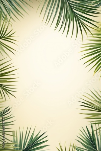 background image frame for design or product presentation in creme tones with palm leaves