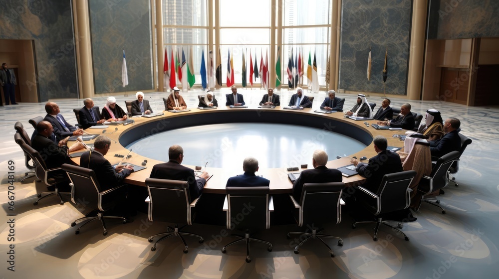 A meeting of the government of one of the countries - obrazy, fototapety, plakaty 