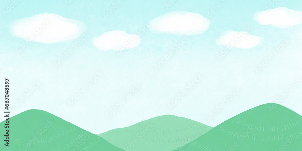 Obraz premium 空と山のイラスト