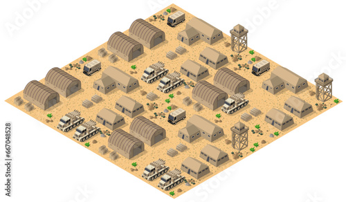 Module object element for building design army armed troop isometric armed
