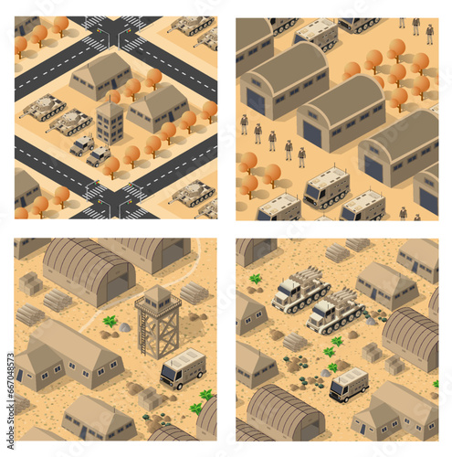 Module object element for building design army armed troop isometric armed