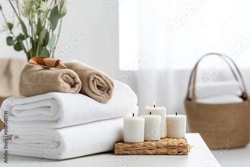 Spa Center Relaxation with Herbal Bags and Beauty Essentials