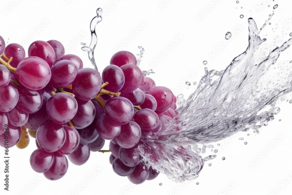 Water splash on grapes fruit