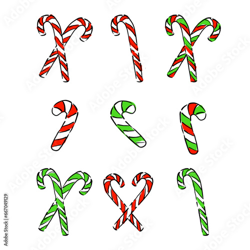 christmas canes set cartoon vector