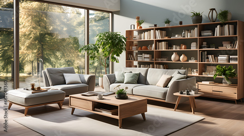 Scandinavian style interior design of modern living room