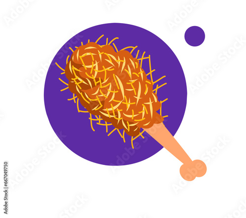 vector chicken drumstick biryani on white background