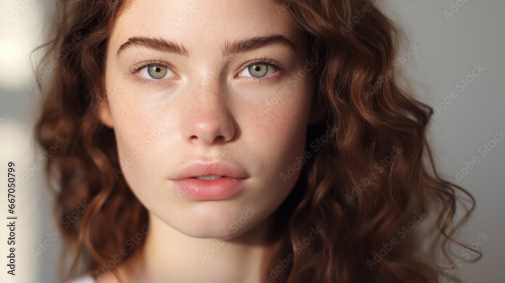 Portrait of a young European woman with problem skin. Cute woman with rosacea, rosacea, pigmentation. Medicine and cosmetology. Skin imperfections. Portrait of a young European woman with problem skin. Cute woman with rosacea, rosacea, pigmentation. Medicine and cosmetology. Skin imperfections.