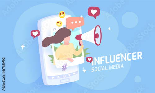 Social media influencer concept, illustration