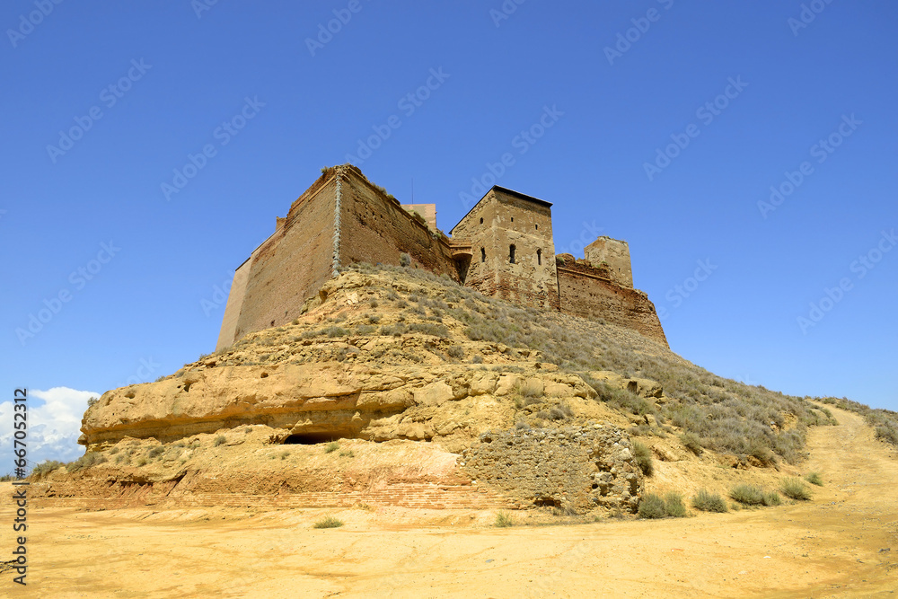 Monzon fortress a former Templer knight castle with Arab origins in the Aragon region of Spain