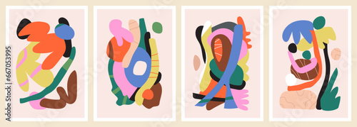 Colorful organic forms. Hand drawn simple shapes. Flat vector illustration collection influenced by Naive art and graffiti. Abstract backgrounds for poster, card, cover, packaging, banner or branding.