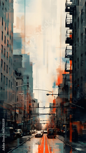 architecture abstract cityscape buildings with skyscrapers generative AI.