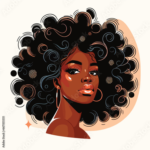 African american beautiful girl oil painting- vector illustration. Ideal for printing on fabric or paper, poster or wallpaper, t-shirt, house decoration