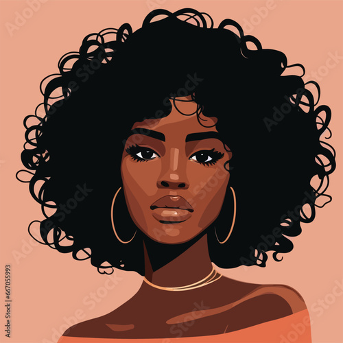 African american beautiful girl oil painting- vector illustration. Ideal for printing on fabric or paper, poster or wallpaper, t-shirt, house decoration