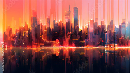 architecture abstract cityscape buildings with skyscrapers generative AI. © dps studio