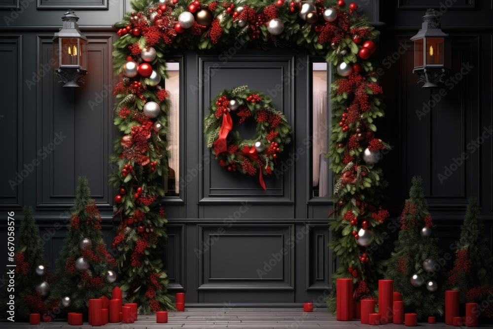 Christmas Decorations At Front Door of House Christmas Decorations At Front Door of House