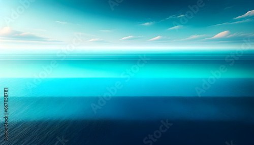 Wide panoramic view of the ocean depths with layers of vibrant turquoise transitioning into deep blues.