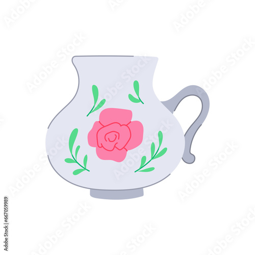tableware vintage cup cartoon. drink retro, ceramic traditional, beverage gold tableware vintage cup sign. isolated symbol vector illustration