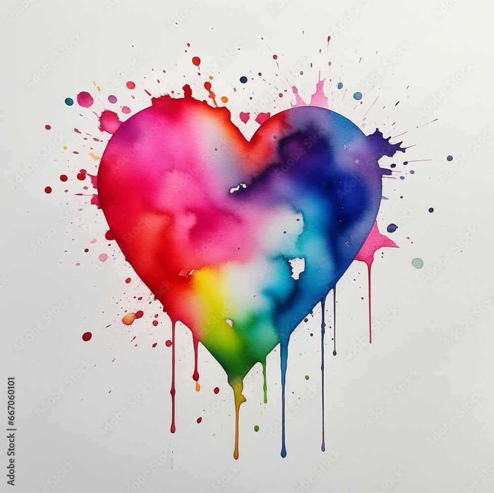 Watercolor expression heart,Valentine's day