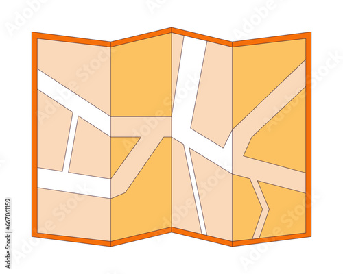 Map urban 2D linear cartoon object. Downtown locations. Cartography destination. City planning isolated line vector element white background. Infrastructure roads color flat spot illustration