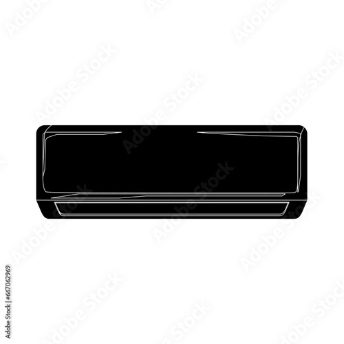Home Air Conditioner in black fill flat icon vector illustration. Top choice cooler device in the world. Editable graphic resources for many purposes.