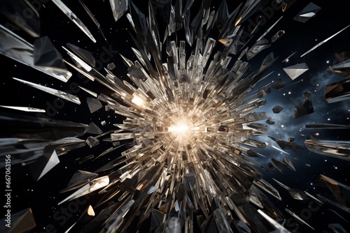 Abstract glass explosion background dark colors