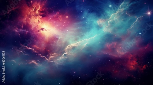 Colorful space galaxy cloud, Nebula, Generative AI