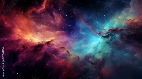 Colorful space galaxy cloud  Nebula  Generative AI