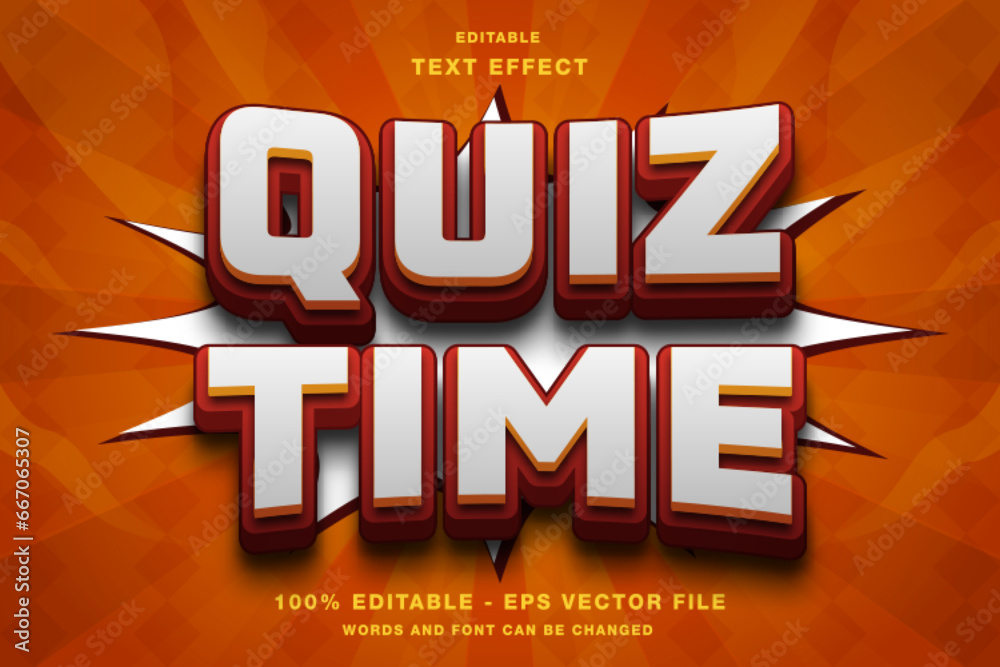 quiz time text style effect template editable - obrazy, fototapety, plakaty 