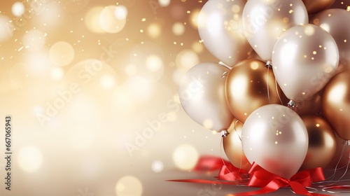 Beautiful happy new year background with balloons in the right, Space for text in the left