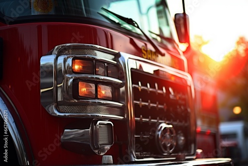 Life-saving Fire emergency truck. Fire foam rescue. Generate Ai photo