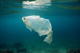 Disposable Sea fish plastic bag. Bag trash. Generate Ai