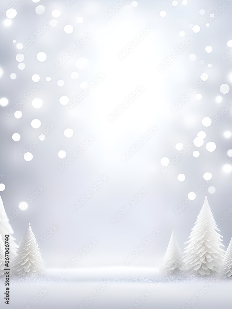 White christmas background with bokeh lights. - obrazy, fototapety, plakaty 