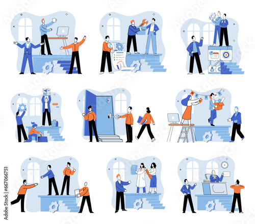 Successful business. Vector illustration. Efficient management ensures realization strategic objectives Cooperation and collaboration fuel innovation, growth, and success Projects thrive