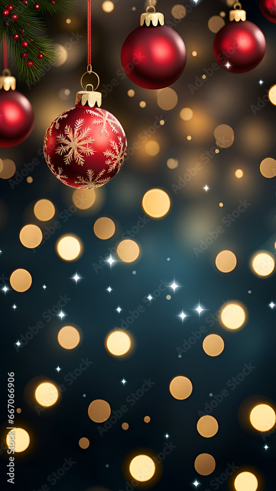 Merry christmas background with balls and bokeh lights. Merry christmas background with balls and bokeh lights.