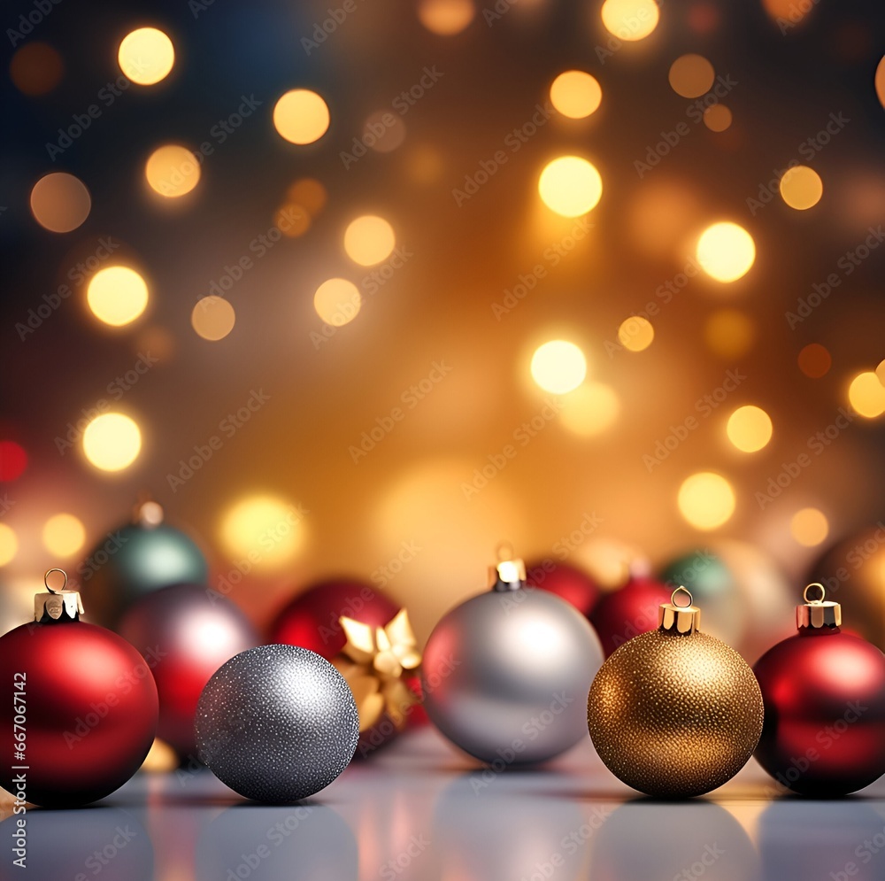 Christmas background with baubles and gold bokeh lights. Christmas background with baubles and gold bokeh lights.