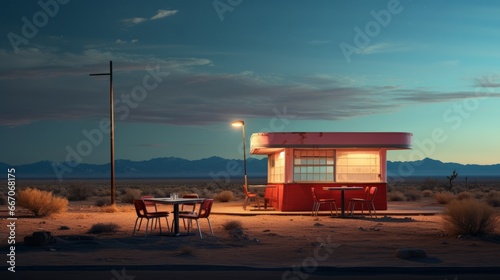 A lonely café in the desert