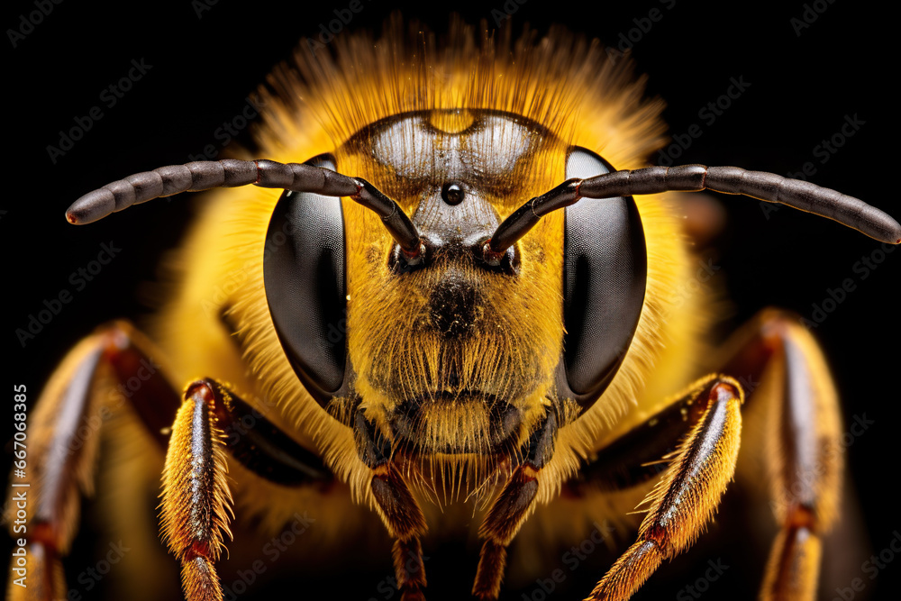 macro image of a bee - obrazy, fototapety, plakaty 