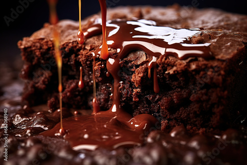 Chocolate brownie with chocolate sauce