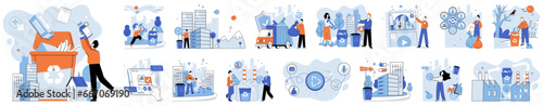Clean city. Vector illustration. It is like giving new life to materials, diverting them from landfills and reducingneed for extraction of new resources It reflects collective commitment
