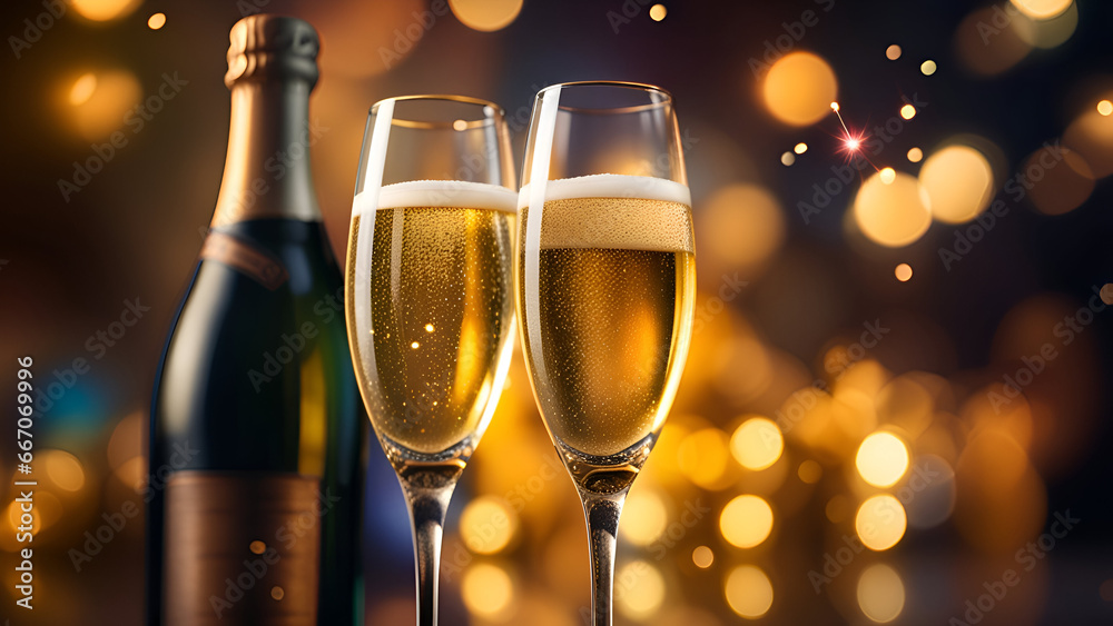 Two glasses of champagne. Celebration background. Two glasses of champagne. Celebration background.
