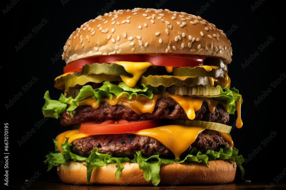 Thick Fresh big cheeseburger. Beef food. Generate Ai Thick Fresh big cheeseburger. Beef food. Generate Ai