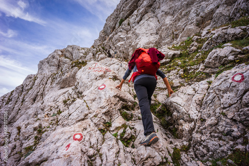 ascent to Kamniško Sedlo, equipped path,  alps, Slovenia, Central Europe, photo