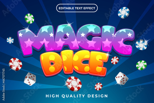 editable text effect 3d magic dice