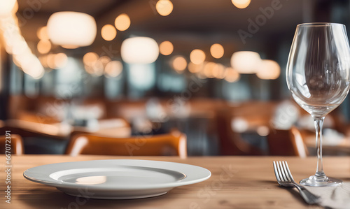 Empty plate in restaurant, versatile product mockup