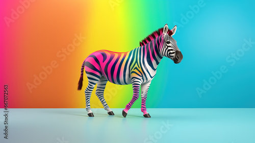 Studio photo of colorful painted zebra in vibrant bright colors   creativity and standing out  concept