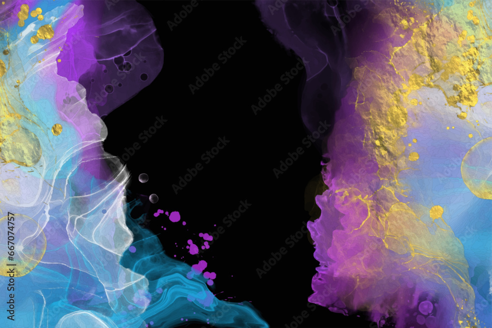 Luxury blue, black, gold background marble liquid ink art. Vector illustration. Luxury blue, black, gold background marble liquid ink art. Vector illustration.